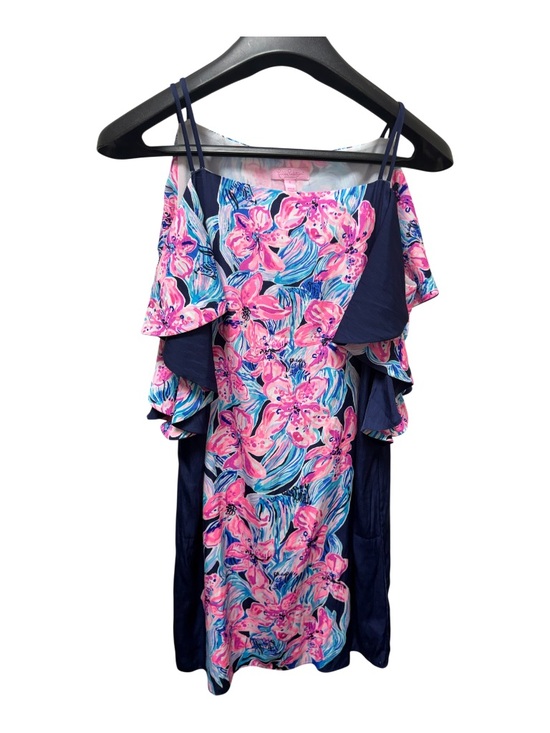 Lilly Pulitzer Dresses & Skirts - Lilly Pulitzer Pink & Navy Floral Off-Shoulder Dress